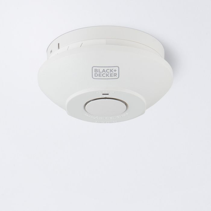 Mains Powered Interlinked Smoke Detector with Battery Backup. Optical Home Alarm, Fast Fix Base, Test Button, White