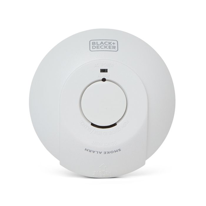 Mains Powered Interlinked Smoke Detector with Battery Backup. Optical Home Alarm, Fast Fix Base, Test Button, White