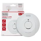 Mains Powered Interlinked Smoke Detector with Battery Backup. Optical Home Alarm, Fast Fix Base, Test Button, White