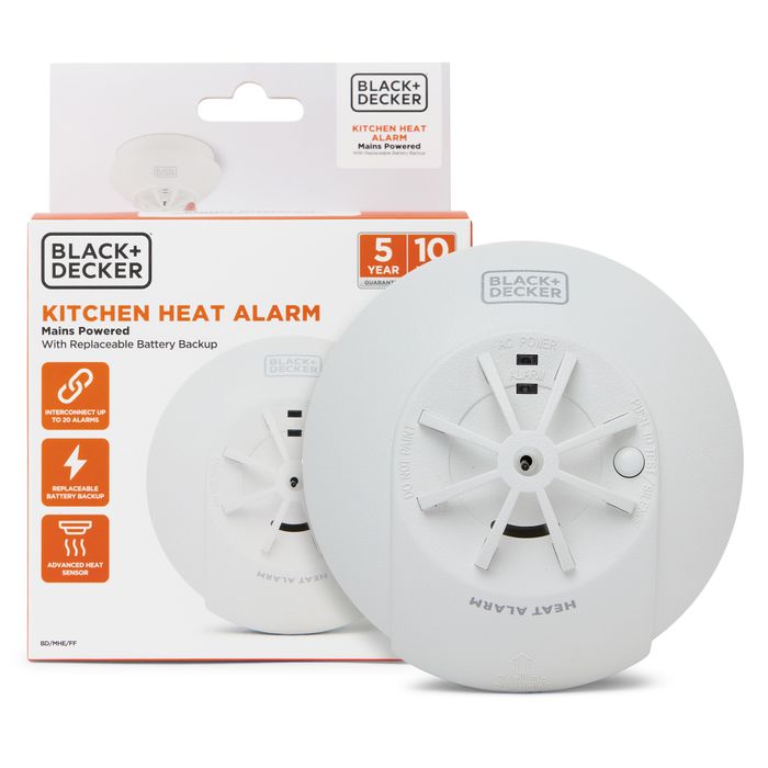Interlinked Heat Detector For Home, Kitchen and Garage. FAST FIX Easy Installation Base, white with Test Button