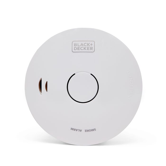 Wireless Interlinked 10-Year Lithium Smoke Alarm. Easy-Install Optical Detector, Test/Silence Button, White
