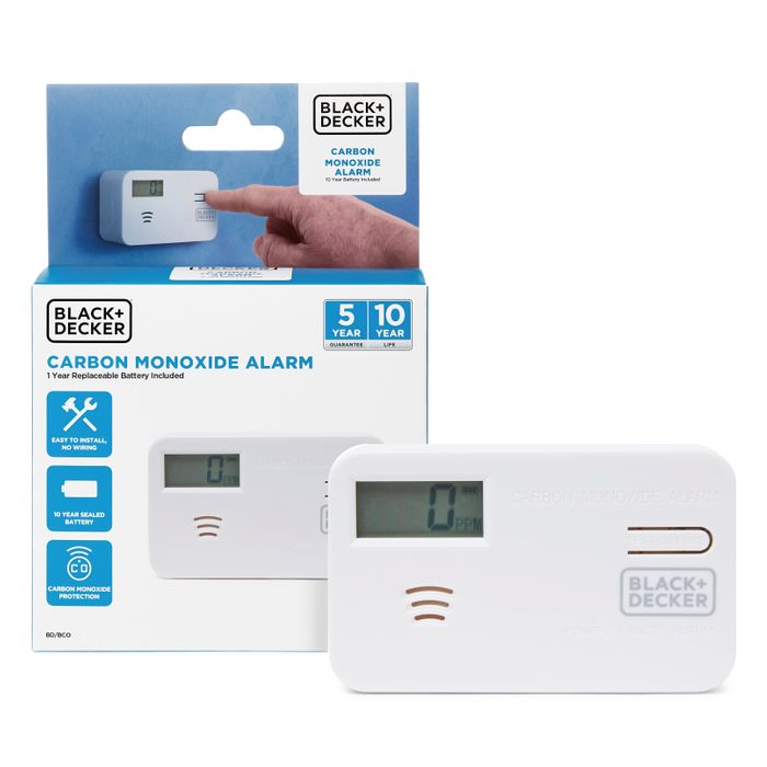 10 Year Life with 9v Replaceable Battery Included. Easy to Install CO Alarm for Home, White with Test Button