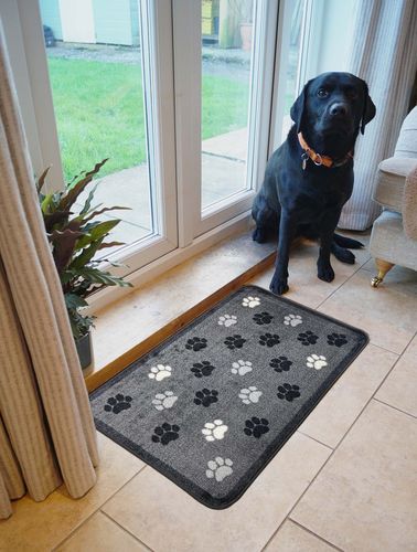 Mighty Mats Supersoft Washable Mat - Grey Paw Print