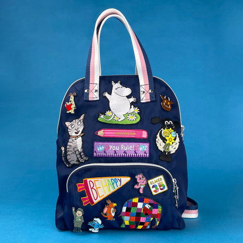 Rucksack with Pawprint Family Patches and Pins