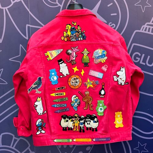 Pink Denim Jacket with Patches