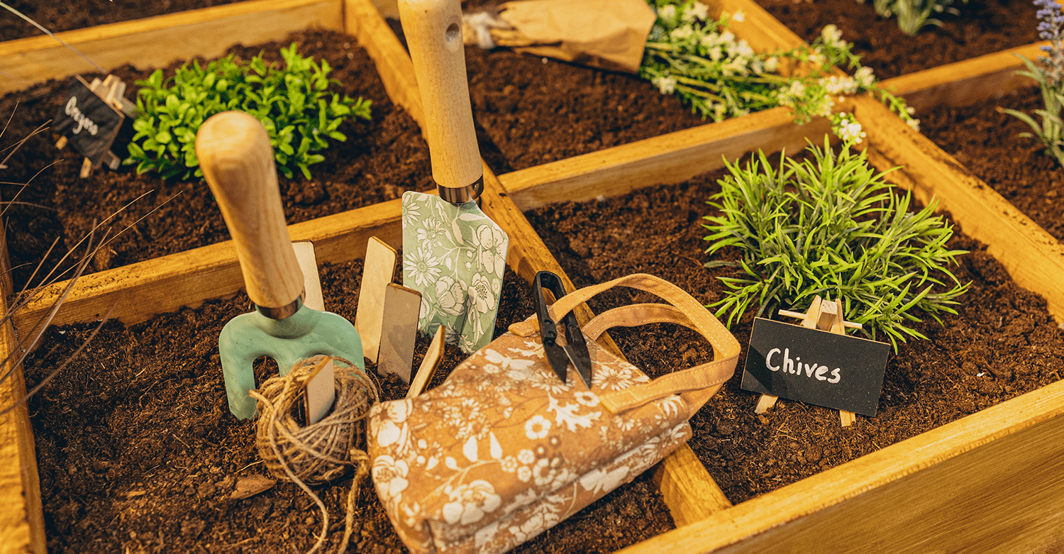 Herbs and garden tools at Glee show