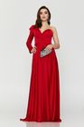 Red satin sweetheart bust gown