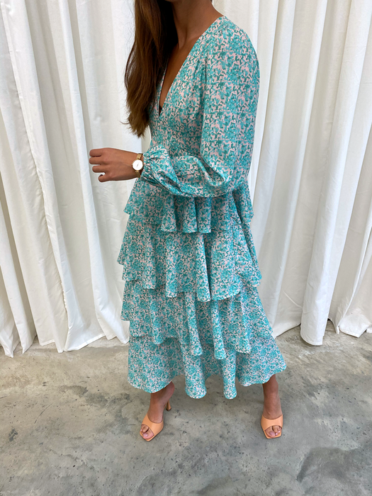 Ashton ruffle midi dress clearance