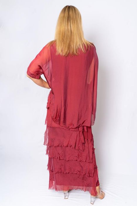 Rowena Silk Tunic Dress with Cut Silk Skirt