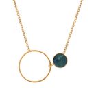Necklace with circle and green stone nephrite gold