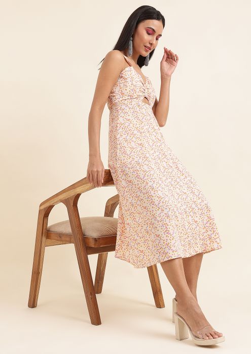 Floral maxy dress with strap. Long dress 3/4 coverage