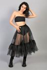 Transparent black tulle skirt with ruffles at the bottom