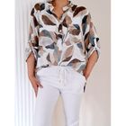 Leaf Print Cotton Blouse