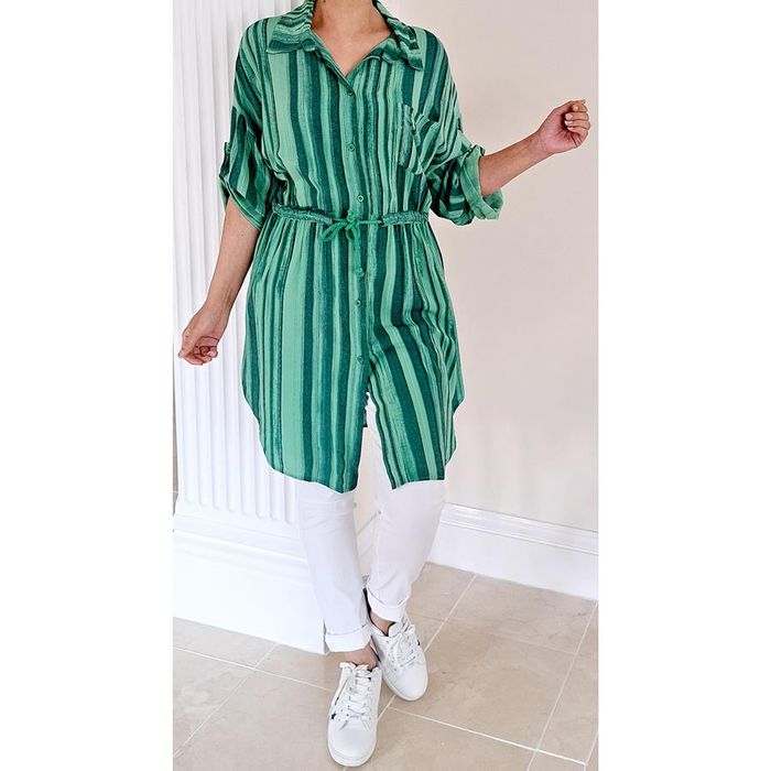 Viscose Striped Drawstring waist blouse