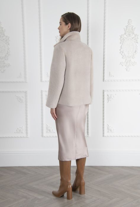 SIGNATURE Ava Faux Fur Jacket Pale Blush