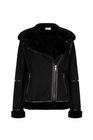SIGNATURE Kate Faux Shearling Biker Jacket Black