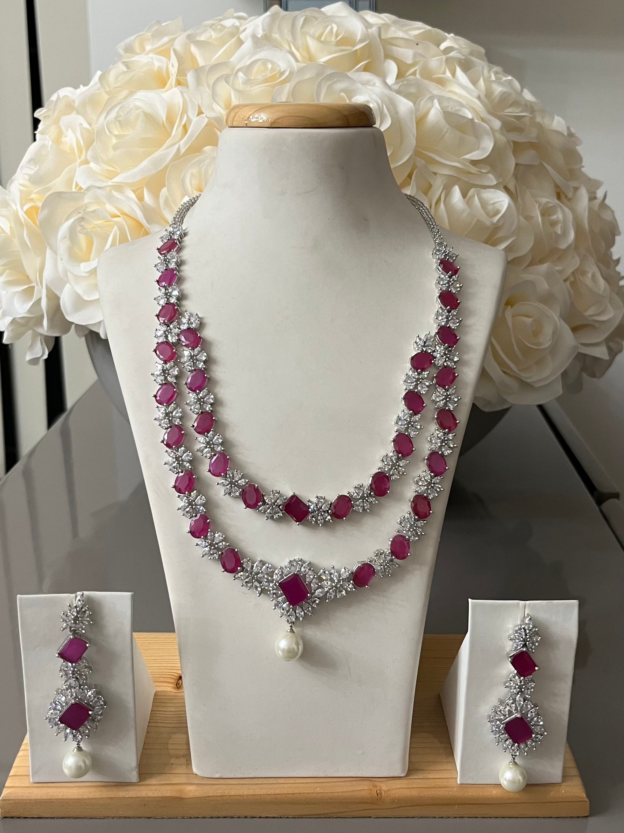 Elegant design two / three stranded American diamond sets