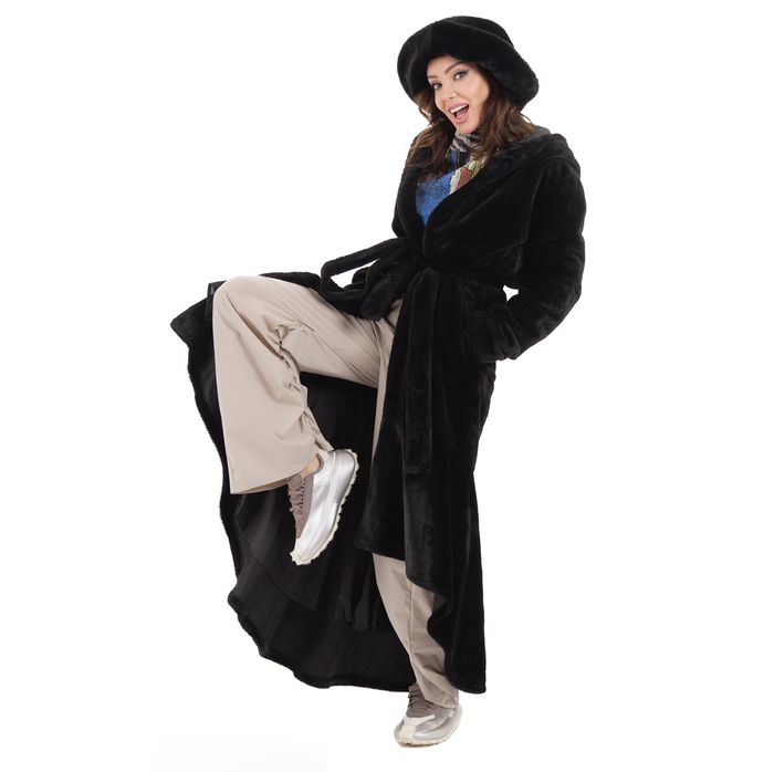FAUX-FUR & FLOWERS OVERSIZED COAT