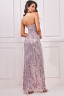 SEQUIN AND FEATHER BOOBTUBE MAXI DRESS