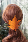 Autumn Leather Leaf Hair Barrette