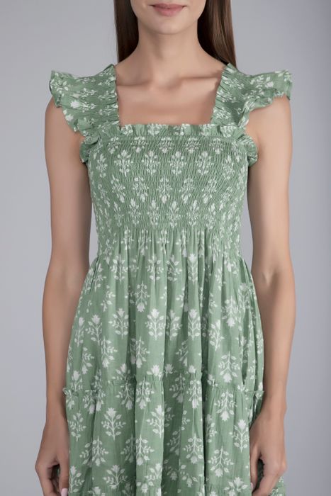 Block Printed Smocked Dress