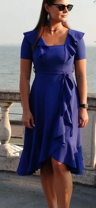 Feverfish Maxi Bardot Dress Navy