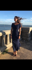 Feverfish Maxi Bardot Dress Navy