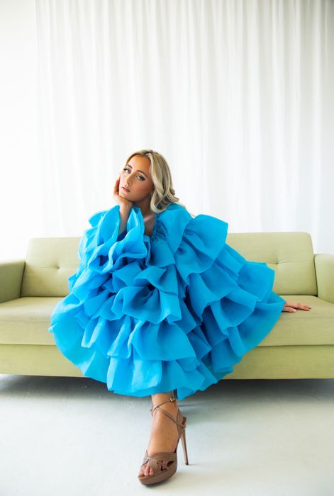 TARA - RUFFLE CAPE DRESS