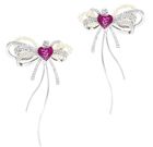 SAHI LOVE HEART ENAMEL BOW STUD DROP EARRINGS