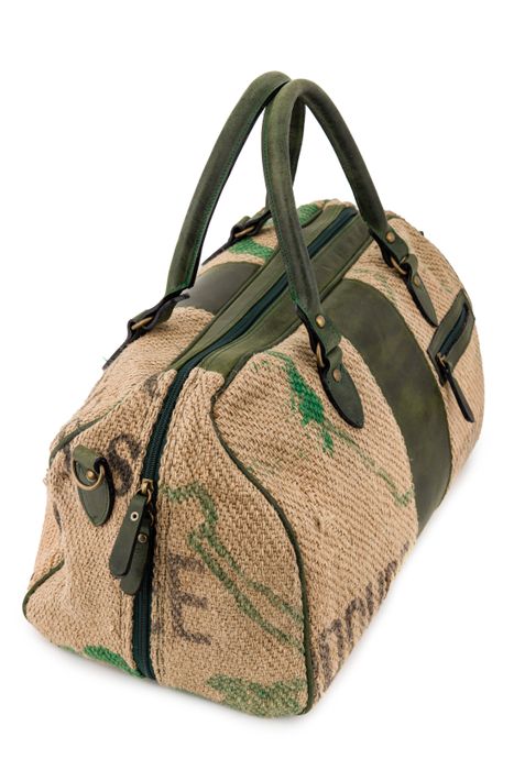 flowers & leaves Coffee Burlap Duffle Bag
