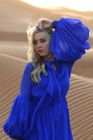 Elegant Royal Blue Silk Chiffon Dress
