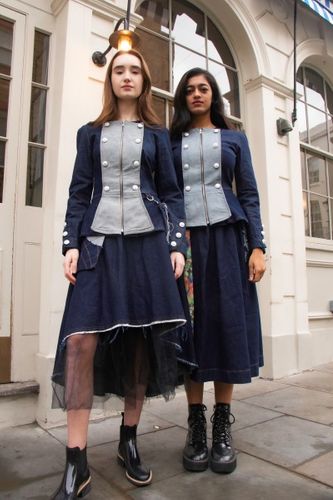 Asymmetric denim skirt