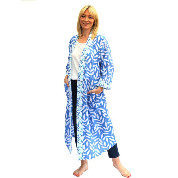 Cotton Full Length Kimono with contrast trim