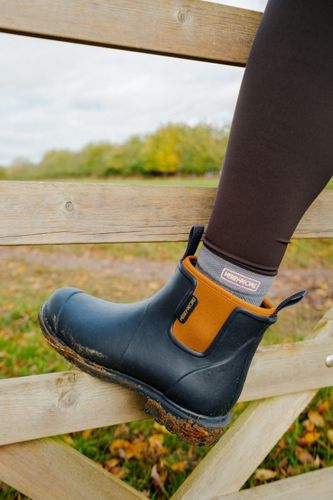 BOBBI // Oxford Blue & Tan Ankle Wellington Boot