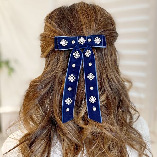 Velvet Hair Bow with Jewels