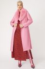 Pink Eco Leather Trench Coat with Faux Fur Collar
