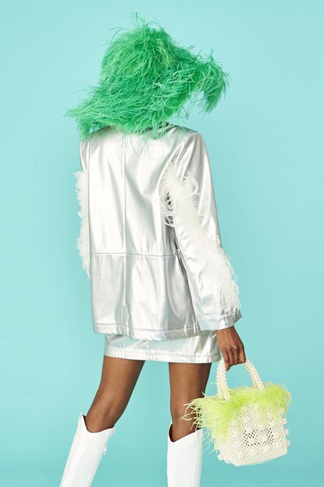 Green Ostrich Feather Flapper Oversized Hat