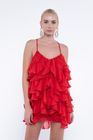 Short Silk Dress with Ruffles