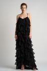 Long Silk Dress with Ruffles