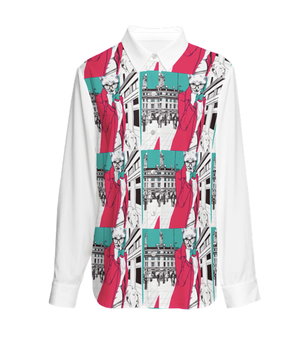 Classic Long Sleeve Button-Up Shirt (Fashionist Cats)