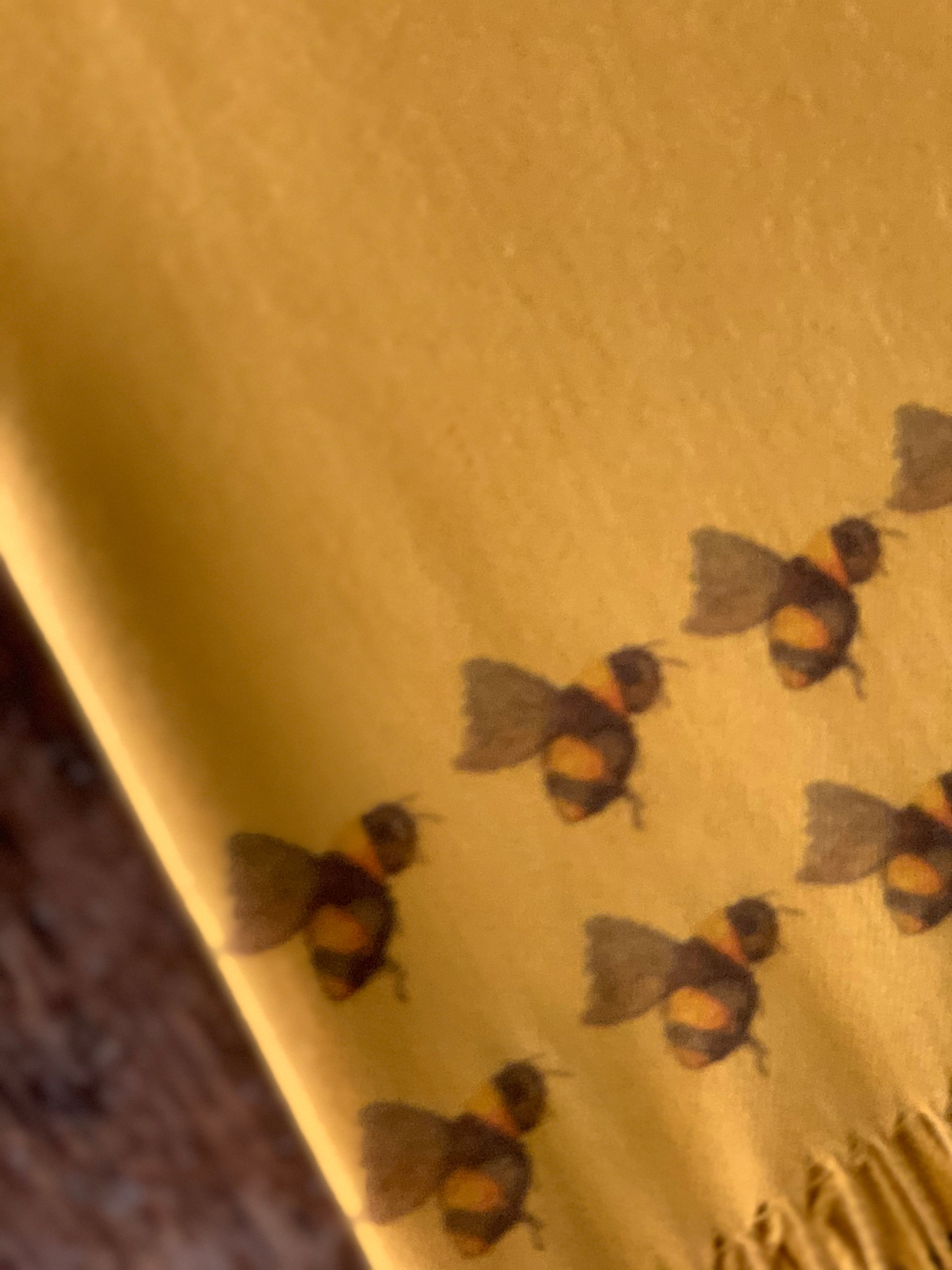 Bees Handprinted on a Cashmere Blend Scarf