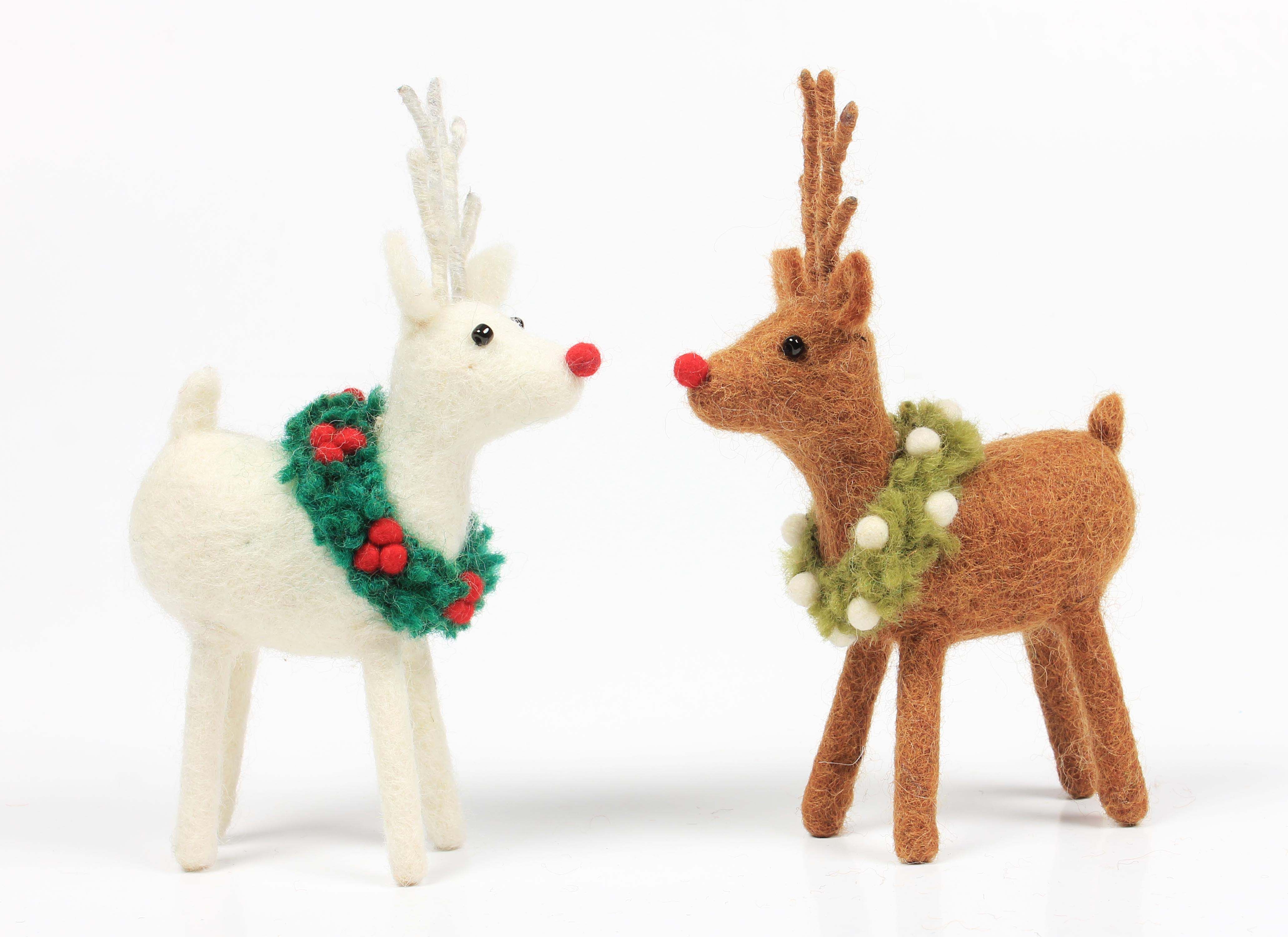Reindeer with Holly & Mistletoe Wreath