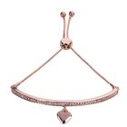 Keira Gold Plated & Crystal Bar Heart Pendant Drawstring Bracelet