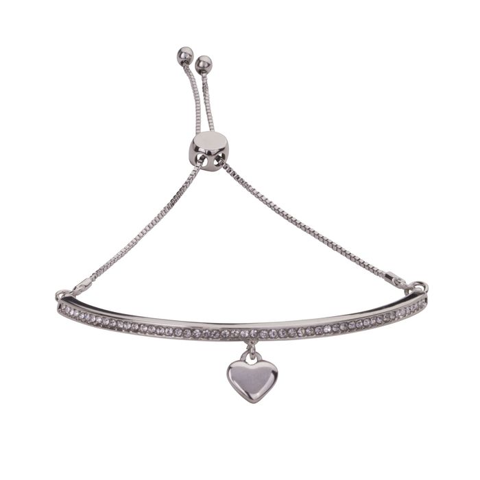 Keira Gold Plated & Crystal Bar Heart Pendant Drawstring Bracelet