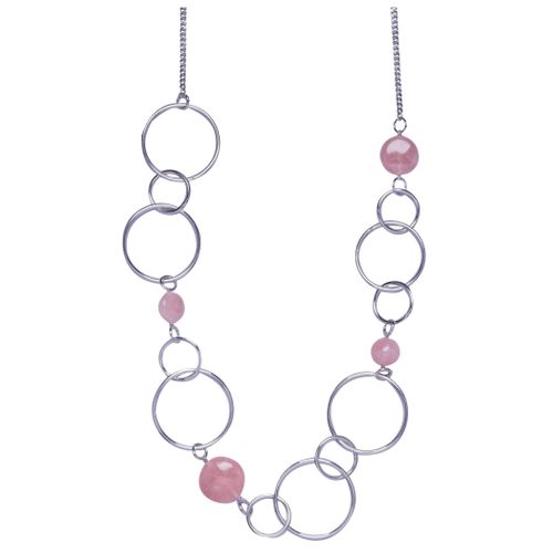 Naomi Silver & Pink Resin Geometric Interlocking Circles Long Necklace