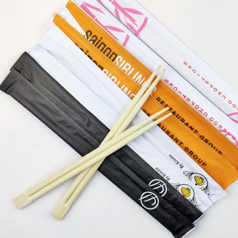 bamboo twin chopsticks, paper wrapped