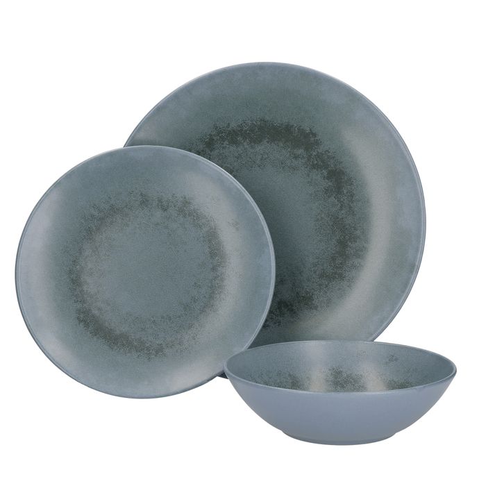 Mikasa Reactive Blue Twelve Piece Dinner Set with Reactive Glaze