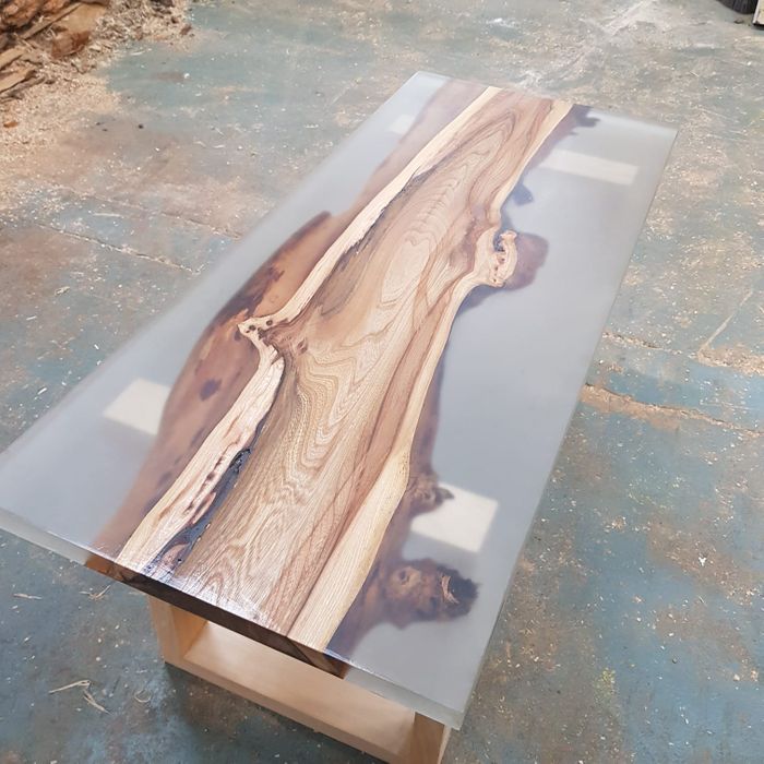 Hardwood and resin coffee table whole slab