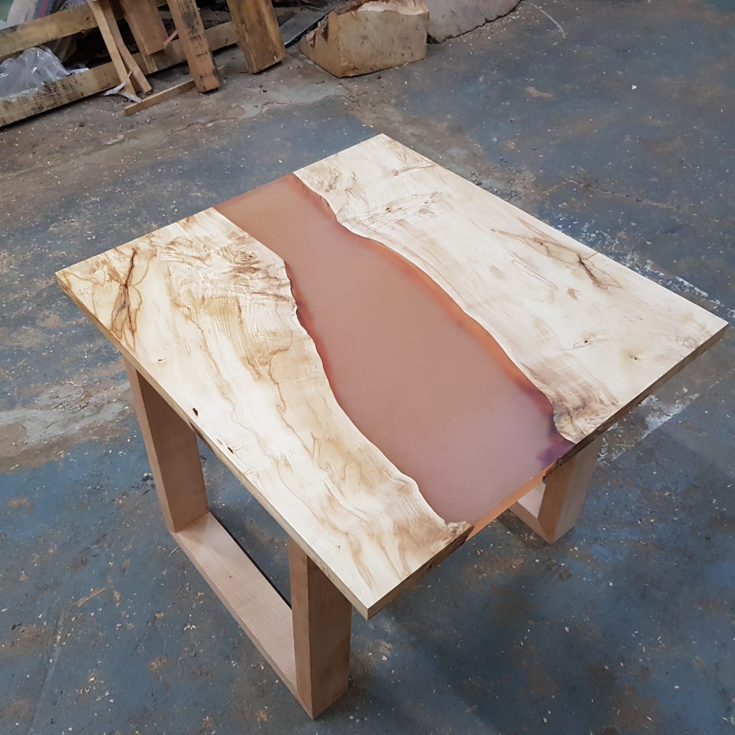 Hardwood river coffee table