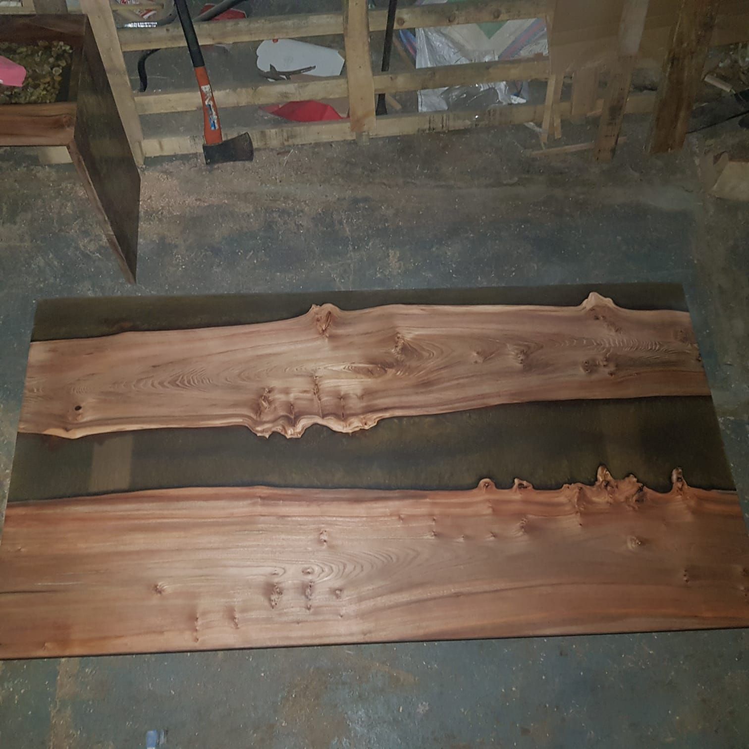 Hardwood and resin dining table